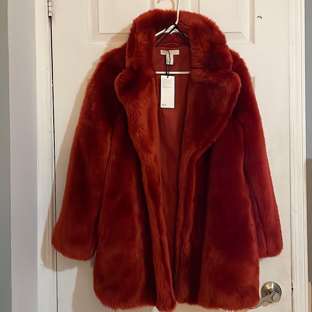 BNWT Red fur coat